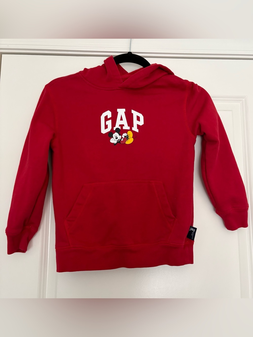 GAP + Disney Kids Red with GAP Logo & Mickey Graphic Hooded Sweatshirt